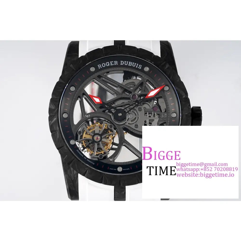 Excalibur Tourbillon 45M Black Openwork White Rubber Strap Jbf Tourb Roger Dubuis