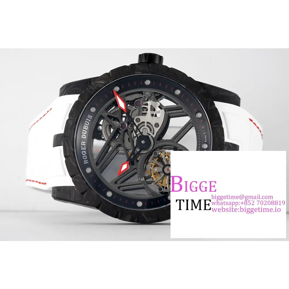 Excalibur Tourbillon 45M Black Openwork White Rubber Strap Jbf Tourb Roger Dubuis