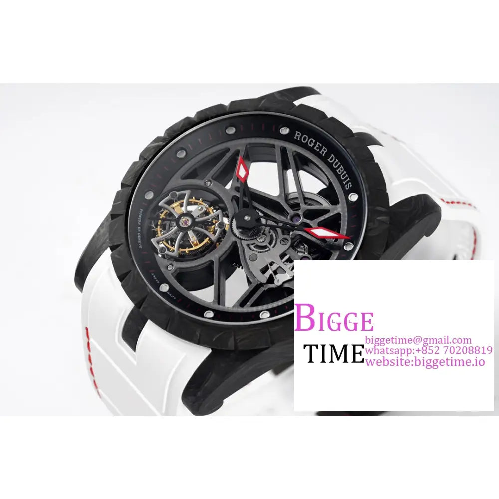 Excalibur Tourbillon 45M Black Openwork White Rubber Strap Jbf Tourb Roger Dubuis