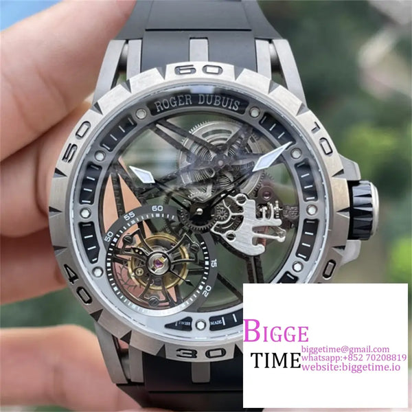 Excalibur Tourbillon 45M Carbon Openwork Black Rubber Strap Bbrf Tourb Option1 Roger Dubuis