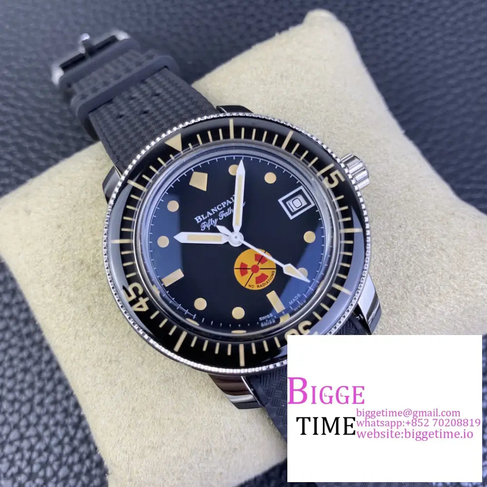 Fifth Fathoms 5008 No Rad 40Mm Black Dial Yellow Hand Rubber Strap Gsf A1131 Blancpain