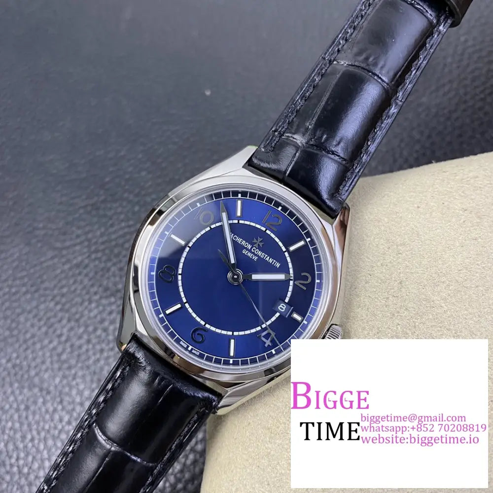 Fiftysix 40Mm 4600E Blue Dial Black Leather Strap Zf A1326 Vacheron Constantin