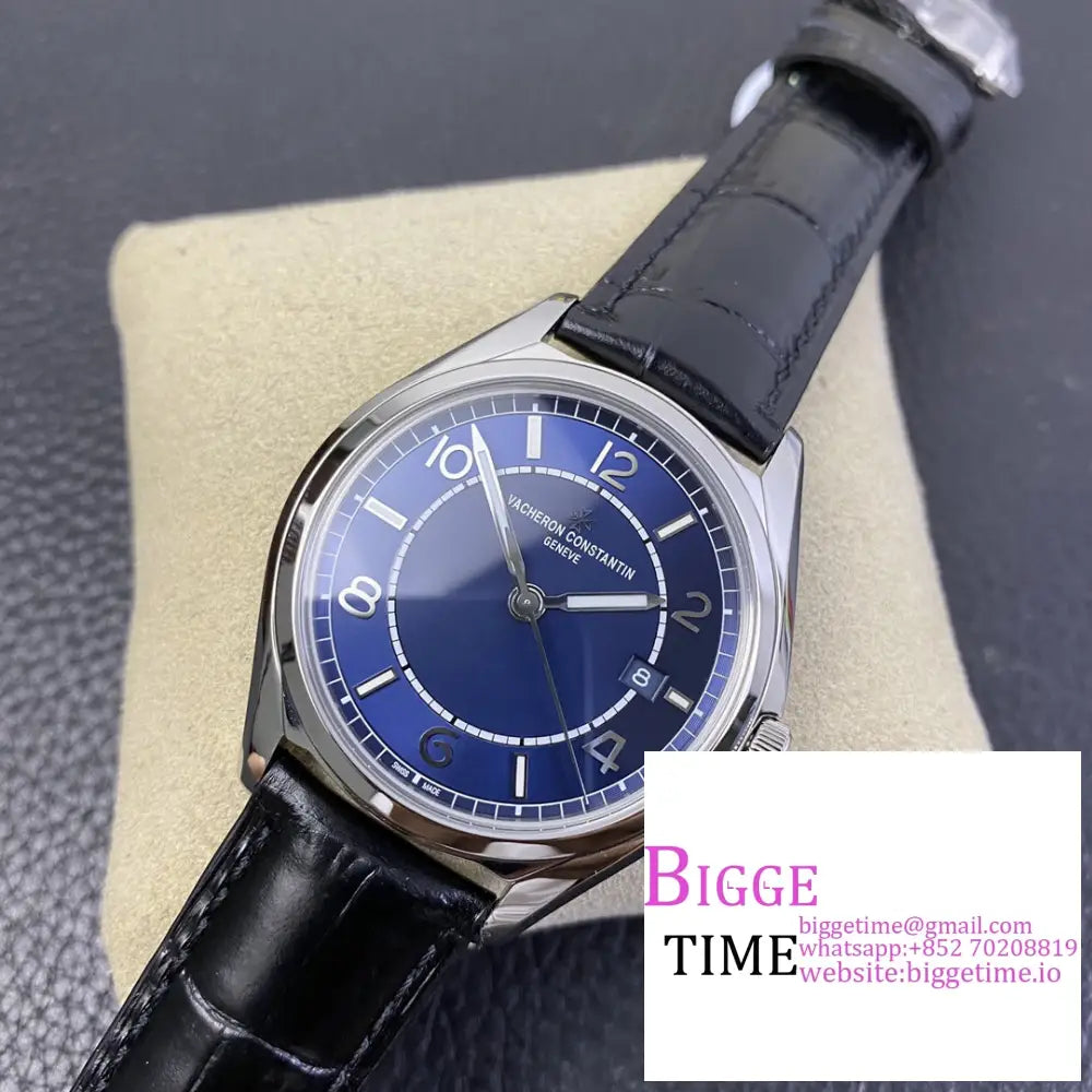 Fiftysix 40Mm 4600E Blue Dial Black Leather Strap Zf A1326 Vacheron Constantin