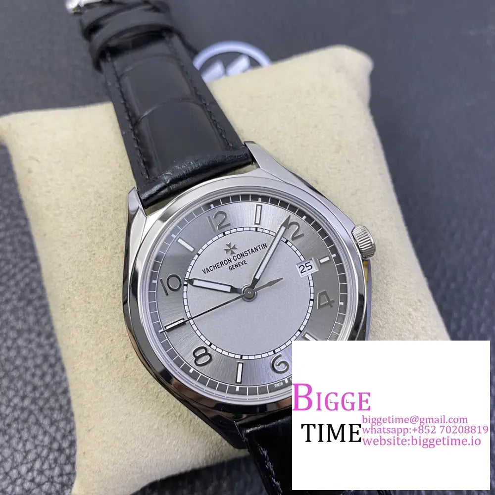 Fiftysix 40Mm 4600E Silver Dial Black Leather Strap Zf A1326 Vacheron Constantin