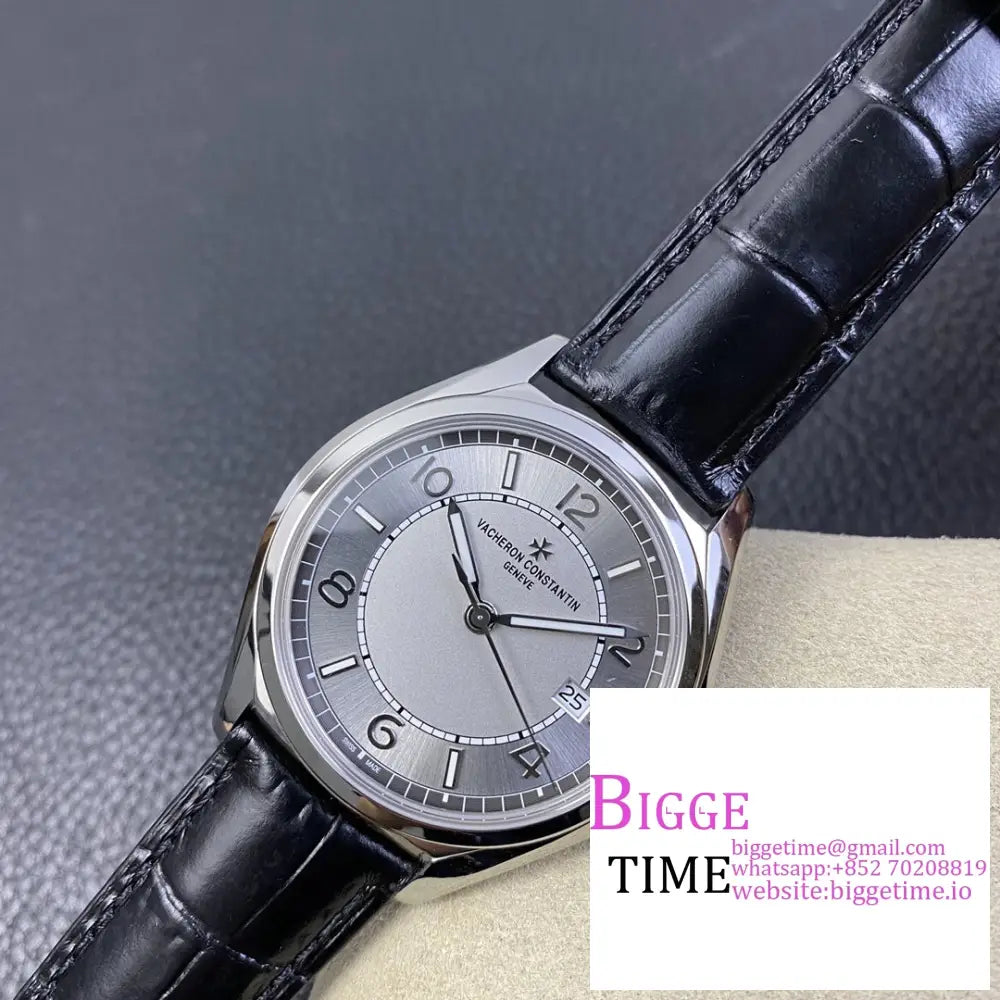 Fiftysix 40Mm 4600E Silver Dial Black Leather Strap Zf A1326 Vacheron Constantin