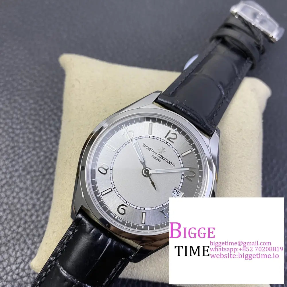 Fiftysix 40Mm 4600E Silver Dial Black Leather Strap Zf A1326 Vacheron Constantin