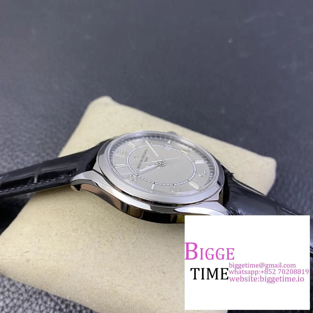 Fiftysix 40Mm 4600E Silver Dial Black Leather Strap Zf A1326 Vacheron Constantin