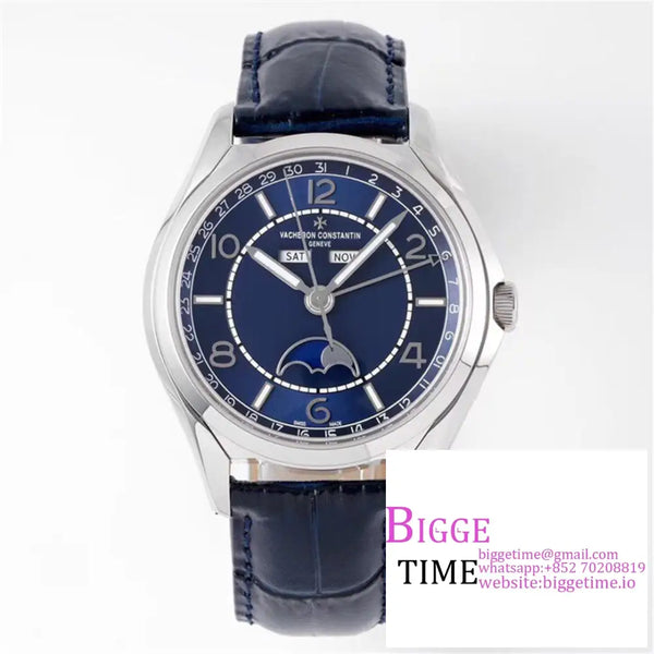 Fiftysix 40Mm Complete Calendar Blue Dial Leather Strap Zf A2460 Option1 Vacheron Constantin