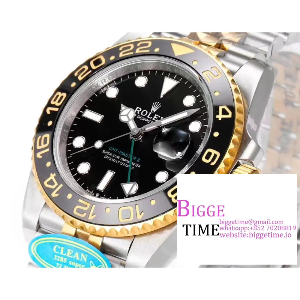 Gmt-Master Ii 116713 Ln 904L Black Ceramic Bezel Yg/Ss Jubilee Bracelet Clean Factory Cf Vr3186