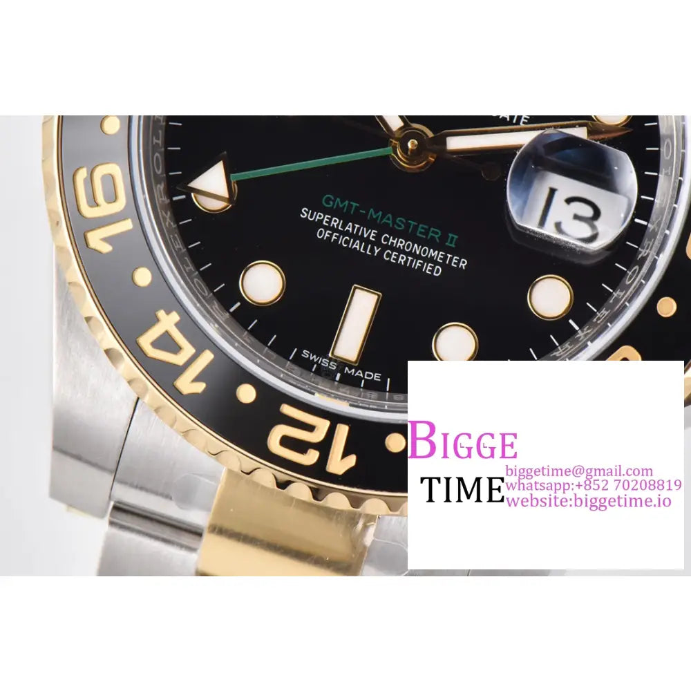 Gmt-Master Ii 116713 Ln 904L Black Ceramic Bezel Yg/Ss Oyster Bracelet Clean Factory Cf Vr3186 Rolex