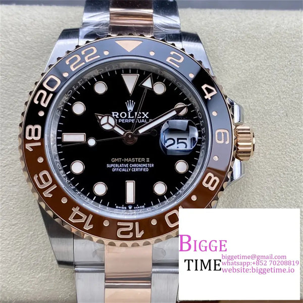 Gmt-Master Ii 126711 Chnr Root Beer 904L Black/Brown Ceramic Bezel Rg/Ss Oyster Bracelet C + F