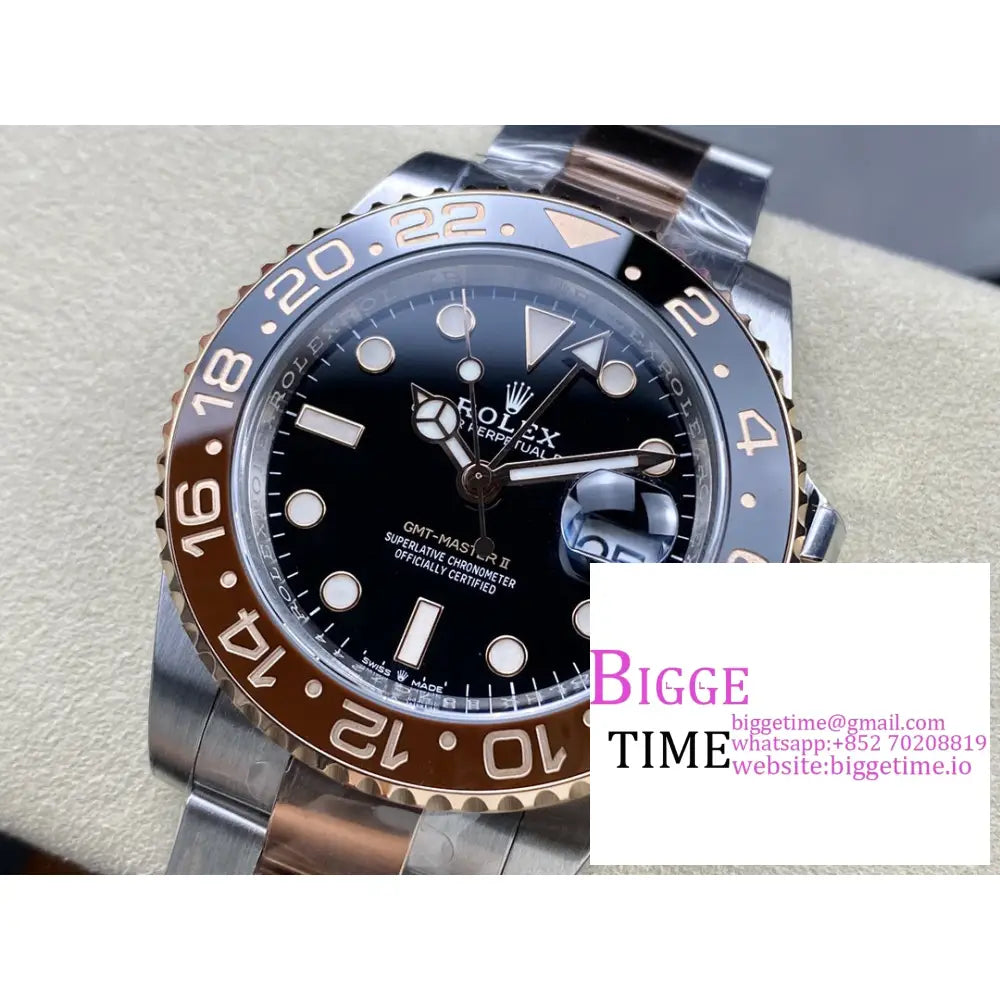 Gmt-Master Ii 126711 Chnr Root Beer 904L Black/Brown Ceramic Bezel Rg/Ss Oyster Bracelet C + F