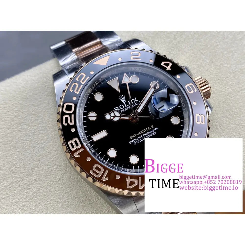 Gmt-Master Ii 126711 Chnr Root Beer 904L Black/Brown Ceramic Bezel Rg/Ss Oyster Bracelet C + F