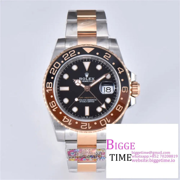 Gmt-Master Ii 126711 Chnr Root Beer 904L Black/Brown Ceramic Bezel Rg/Ss Oyster Bracelet Clean