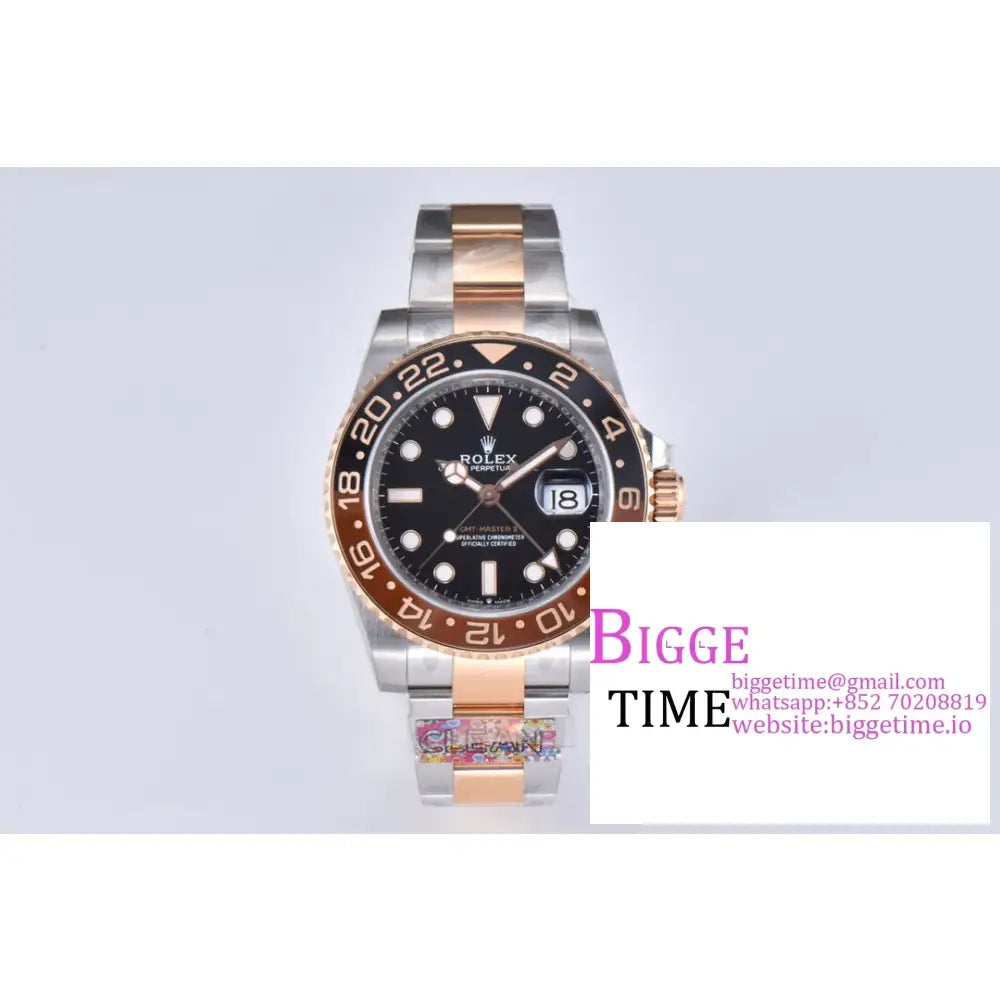 Gmt-Master Ii 126711 Chnr Root Beer 904L Black/Brown Ceramic Bezel Rg/Ss Oyster Bracelet Clean