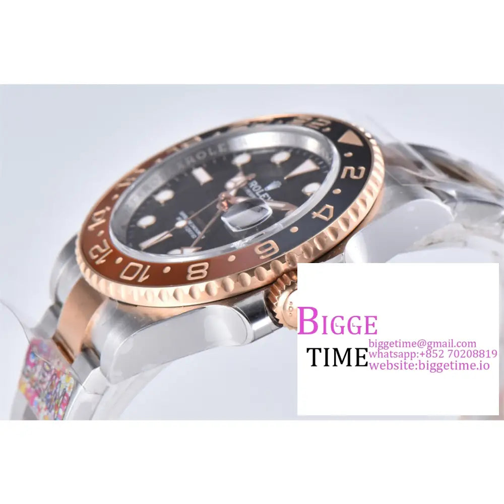 Gmt-Master Ii 126711 Chnr Root Beer 904L Black/Brown Ceramic Bezel Rg/Ss Oyster Bracelet Clean