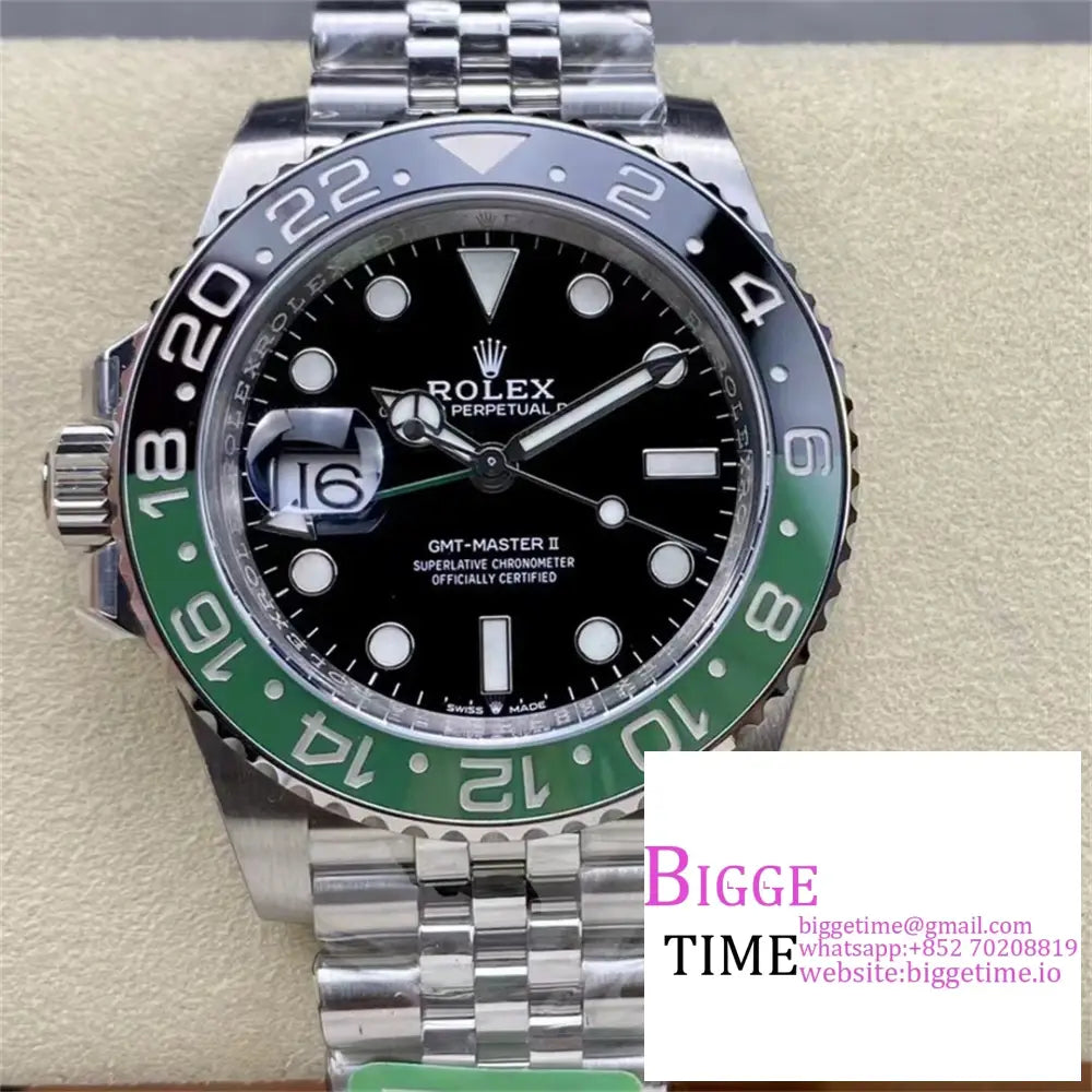 Gmt-Master Ii 126720 Vtnr 904L Sprite Black/Green Ceramic Bezel Jubilee Bracelet C + F Dd3285