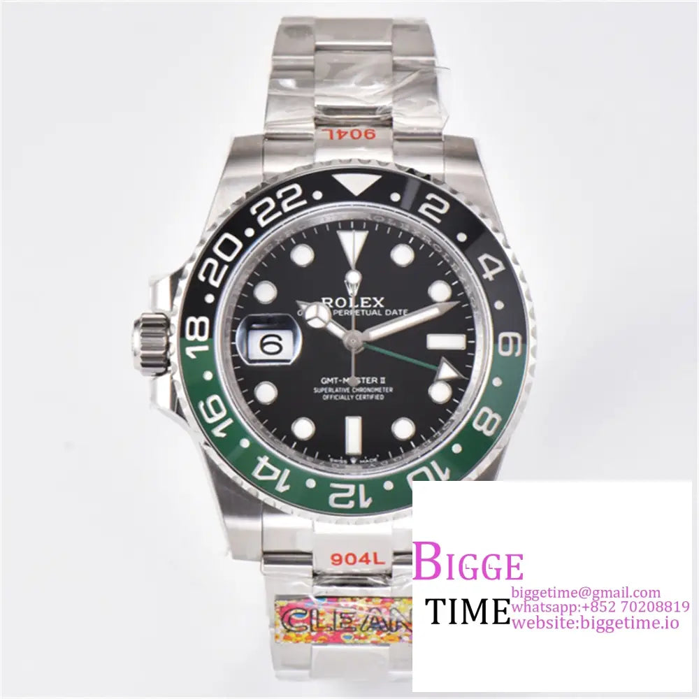 Gmt-Master Ii 126720 Vtnr 904L Sprite Black/Green Ceramic Bezel Jubilee Bracelet Clean Factory Cf