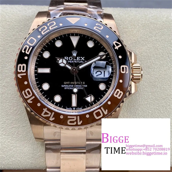 Gmt-Master Ii Rg 126715 Chnr 904L Black/Brown Ceramic Bezel Oyster Bracelet C + F Dd3285 Option1