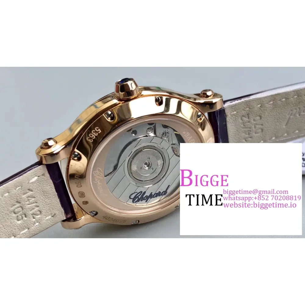 Happy Sport 30Mm Rg White Dial Purple Leather Strap Nrf A2892 Chopard