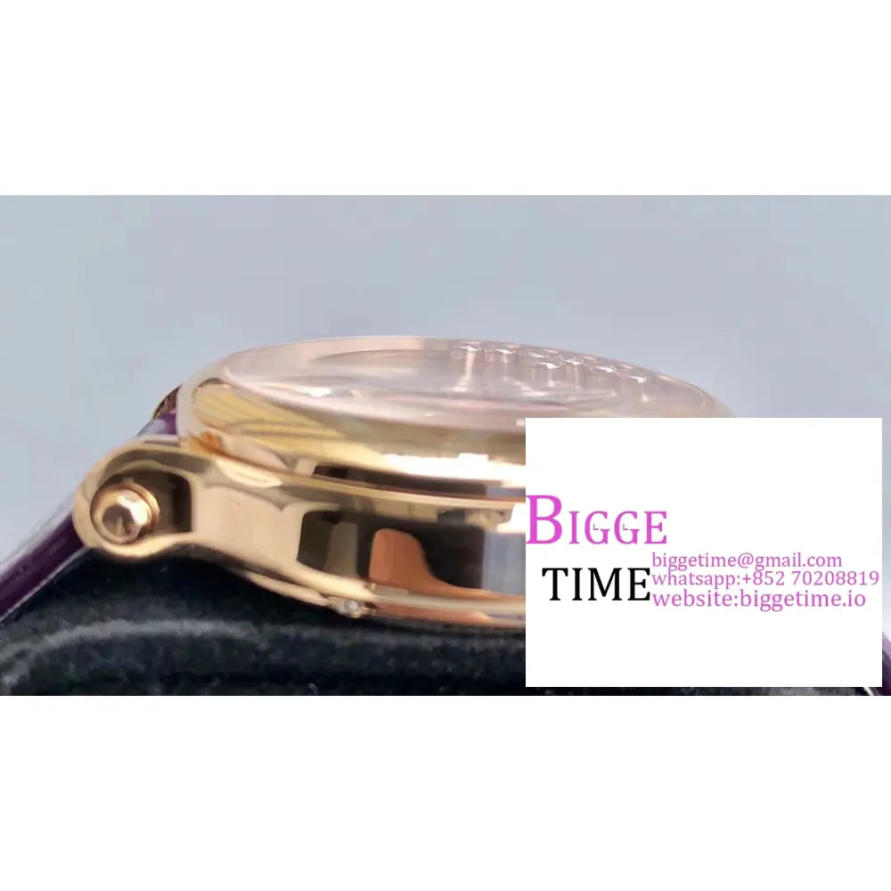 Happy Sport 30Mm Rg White Dial Purple Leather Strap Nrf A2892 Chopard