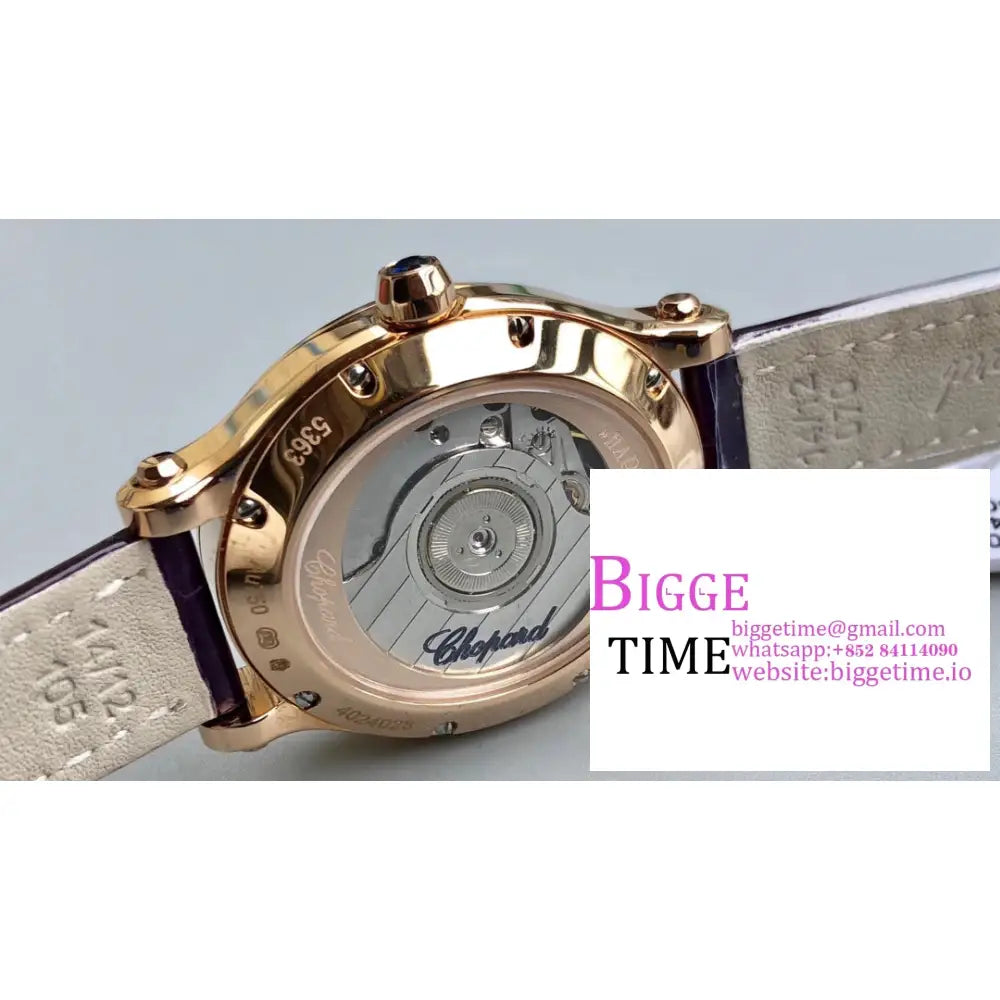 Happy Sport 30Mm Rg White Dial Purple Leather Strap Nrf A2892 Chopard