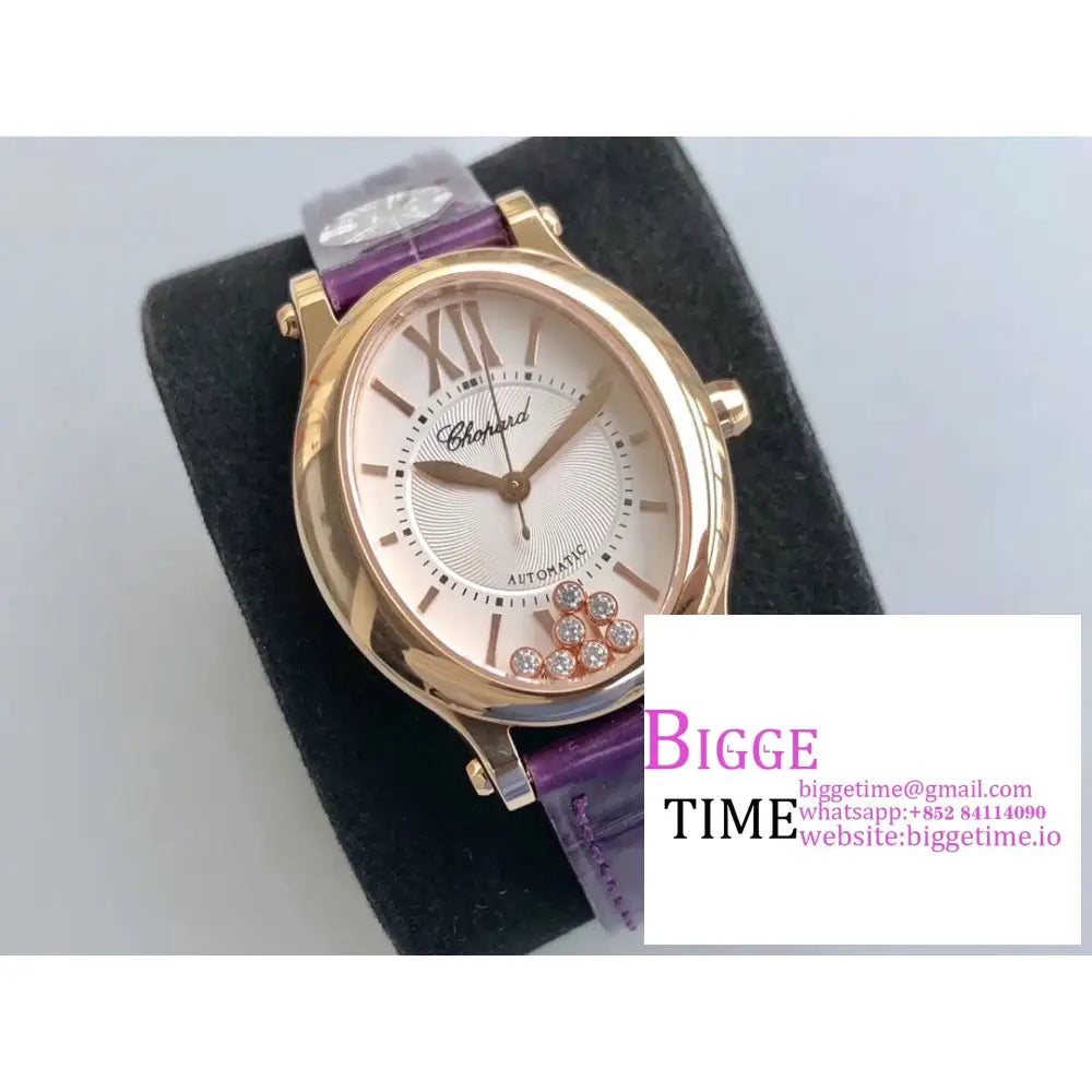 Happy Sport 30Mm Rg White Dial Purple Leather Strap Nrf A2892 Chopard