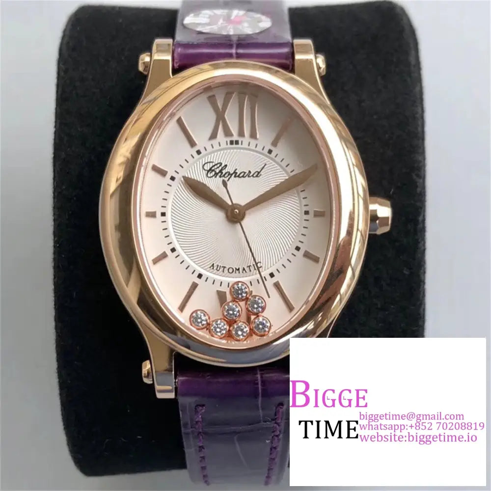 Happy Sport 30Mm Rg White Dial Purple Leather Strap Nrf A2892 Option1 Chopard