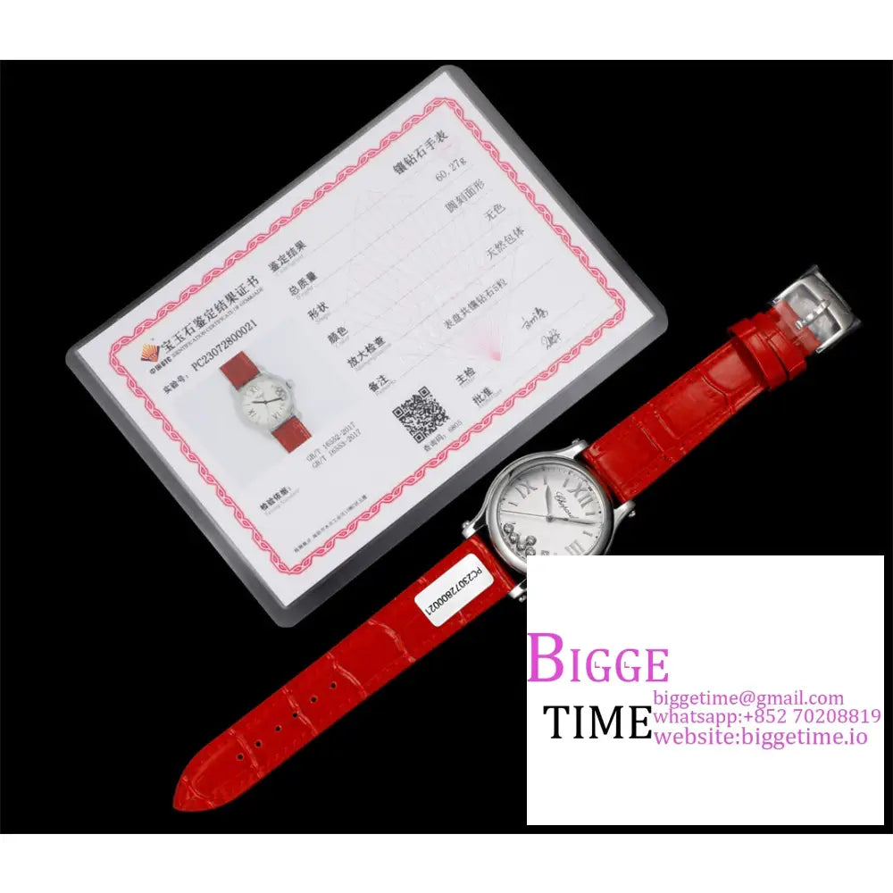 Happy Sport 30Mm White Dial Red Leather Strap Tf A2892 Chopard