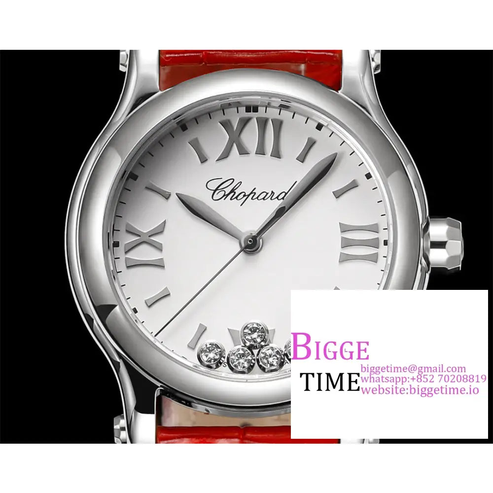 Happy Sport 30Mm White Dial Red Leather Strap Tf A2892 Chopard