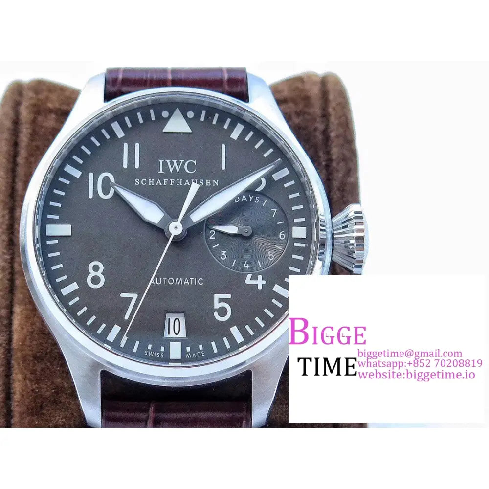 Iwc Big Pilot 46Mm Iw500402 Grey Dial Brown Leather Strap Zf A51111 Iwc