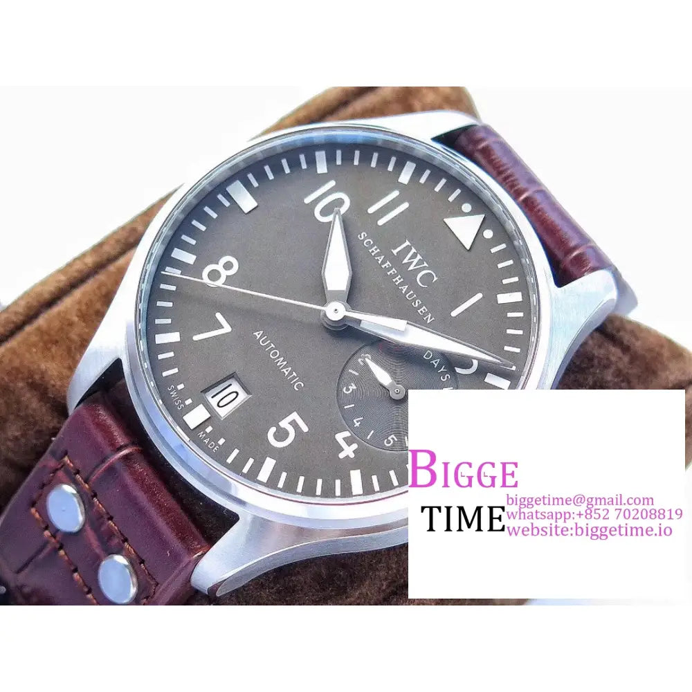 Iwc Big Pilot 46Mm Iw500402 Grey Dial Brown Leather Strap Zf A51111 Iwc