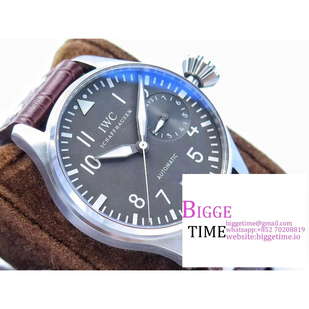 Iwc Big Pilot 46Mm Iw500402 Grey Dial Brown Leather Strap Zf A51111 Iwc