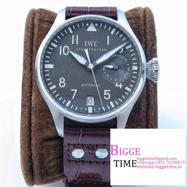 Iwc Big Pilot 46Mm Iw500402 Grey Dial Brown Leather Strap Zf A51111 Option1 Iwc