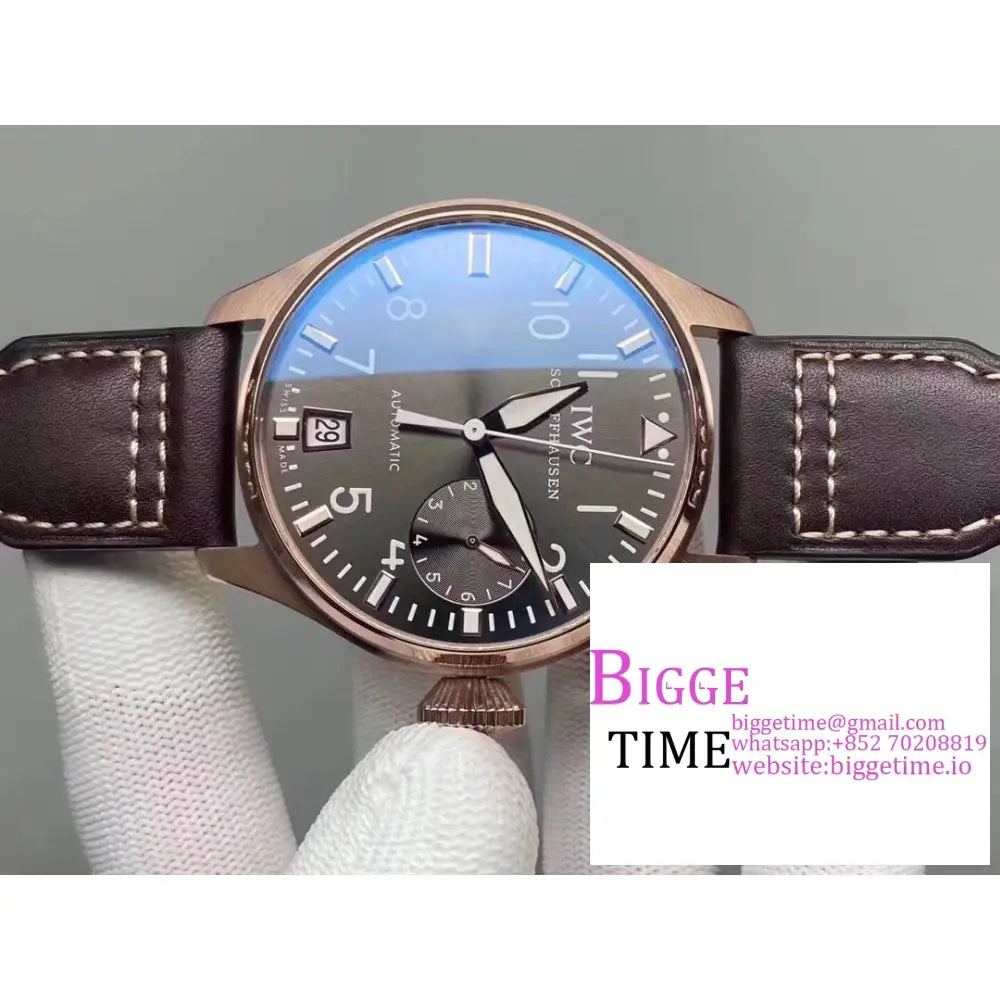 Iwc Big Pilot 46Mm Iw500917 Rg Grey Dial Brown Leather Strap Zf A51111 Iwc