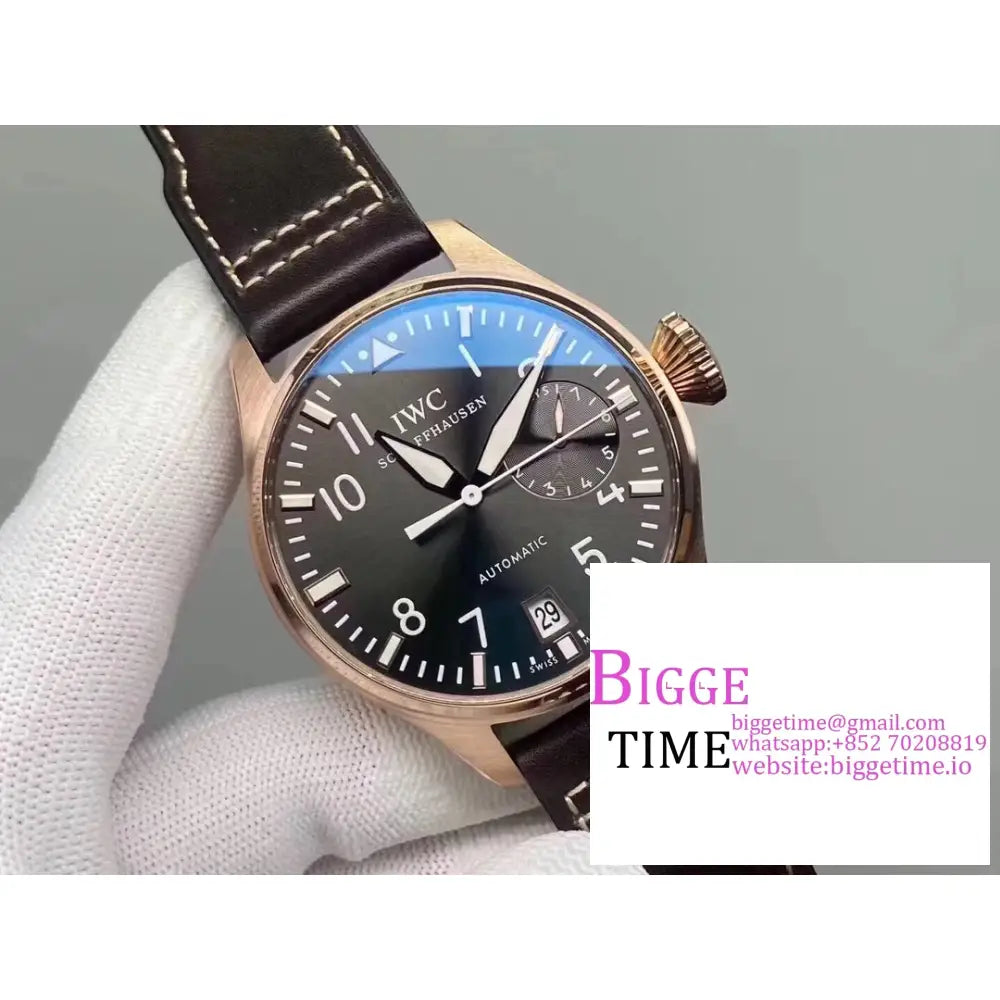 Iwc Big Pilot 46Mm Iw500917 Rg Grey Dial Brown Leather Strap Zf A51111 Iwc