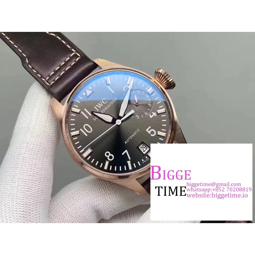 Iwc Big Pilot 46Mm Iw500917 Rg Grey Dial Brown Leather Strap Zf A51111 Iwc