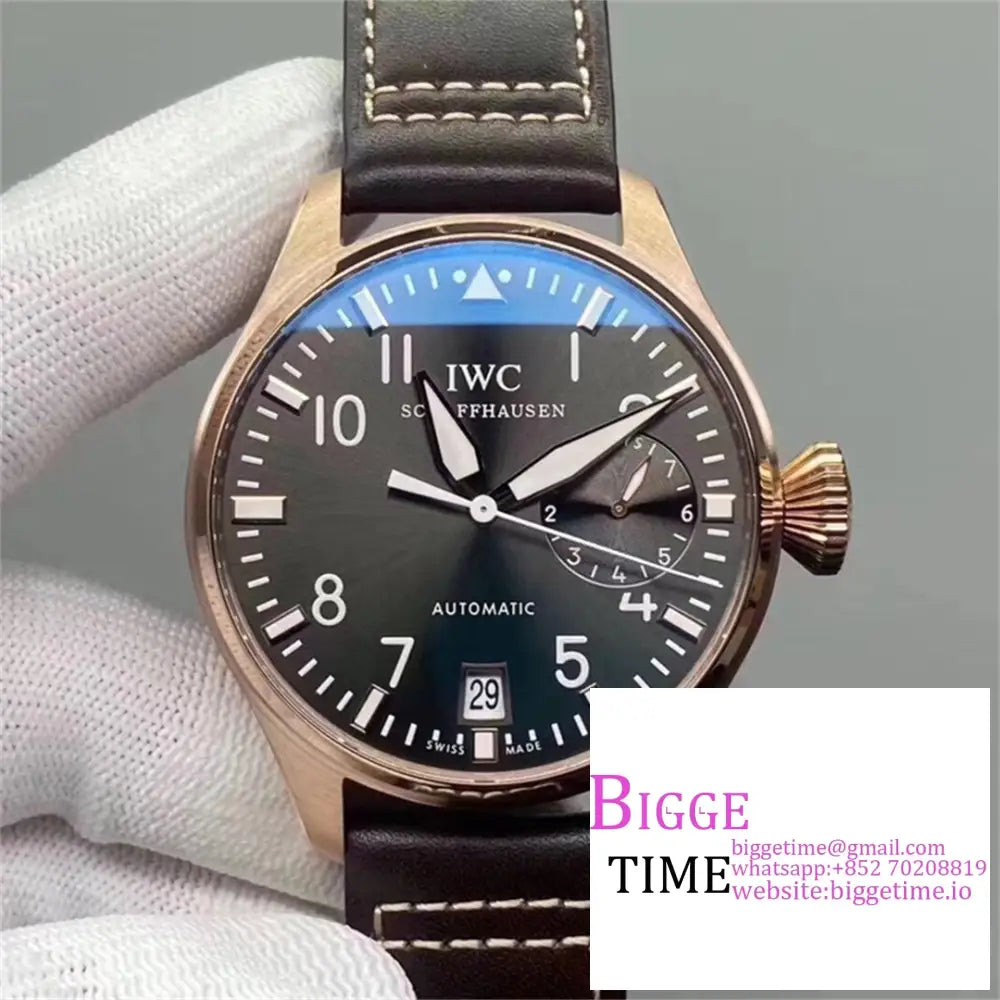 Iwc Big Pilot 46Mm Iw500917 Rg Grey Dial Brown Leather Strap Zf A51111 Option1 Iwc