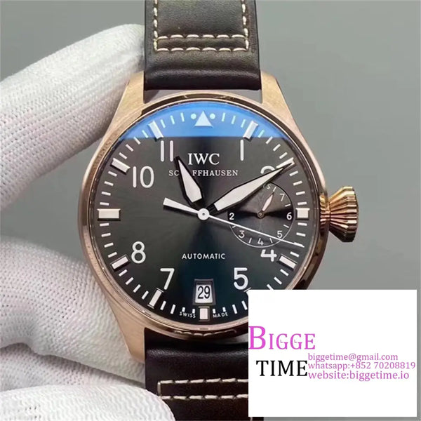 Iwc Big Pilot 46Mm Iw500917 Rg Grey Dial Brown Leather Strap Zf A51111 Option1 Iwc