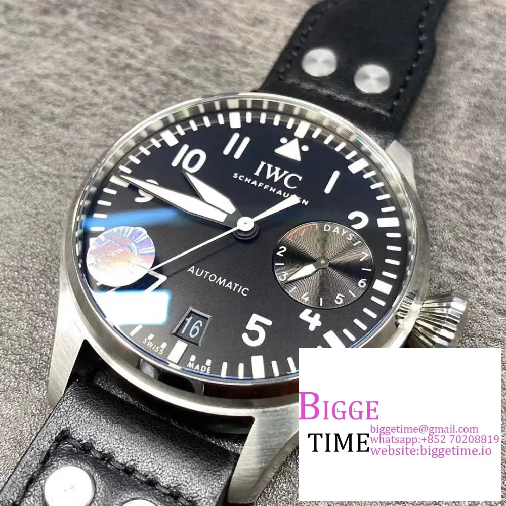 Iwc Big Pilot 46Mm Iw501001 Black Dial Leather Strap Zf A51111 Iwc