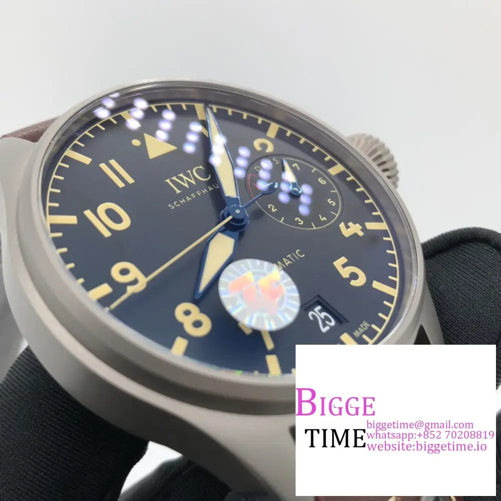 Iwc Big Pilot 46Mm Iw501004 Titanium Black Dial Brown Leather Strap Zf A51111 Iwc