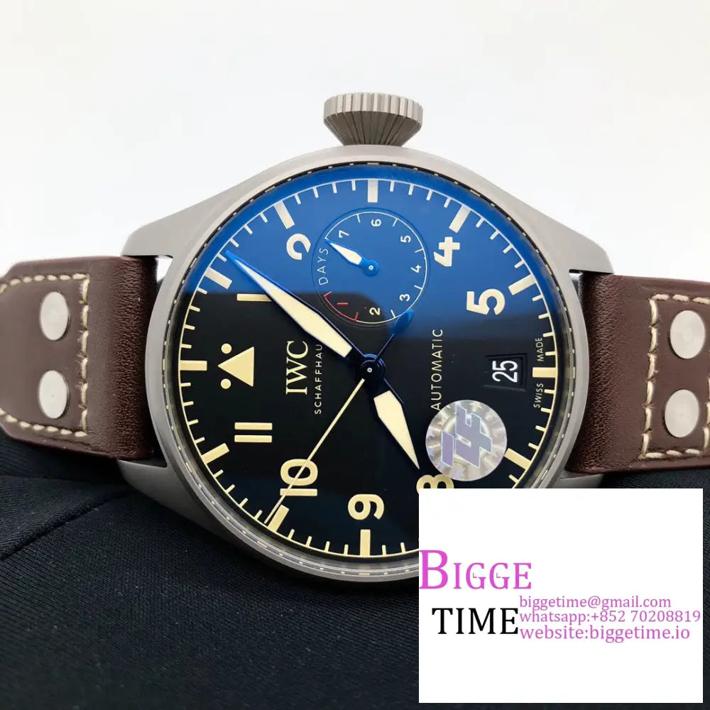 Iwc Big Pilot 46Mm Iw501004 Titanium Black Dial Brown Leather Strap Zf A51111 Iwc