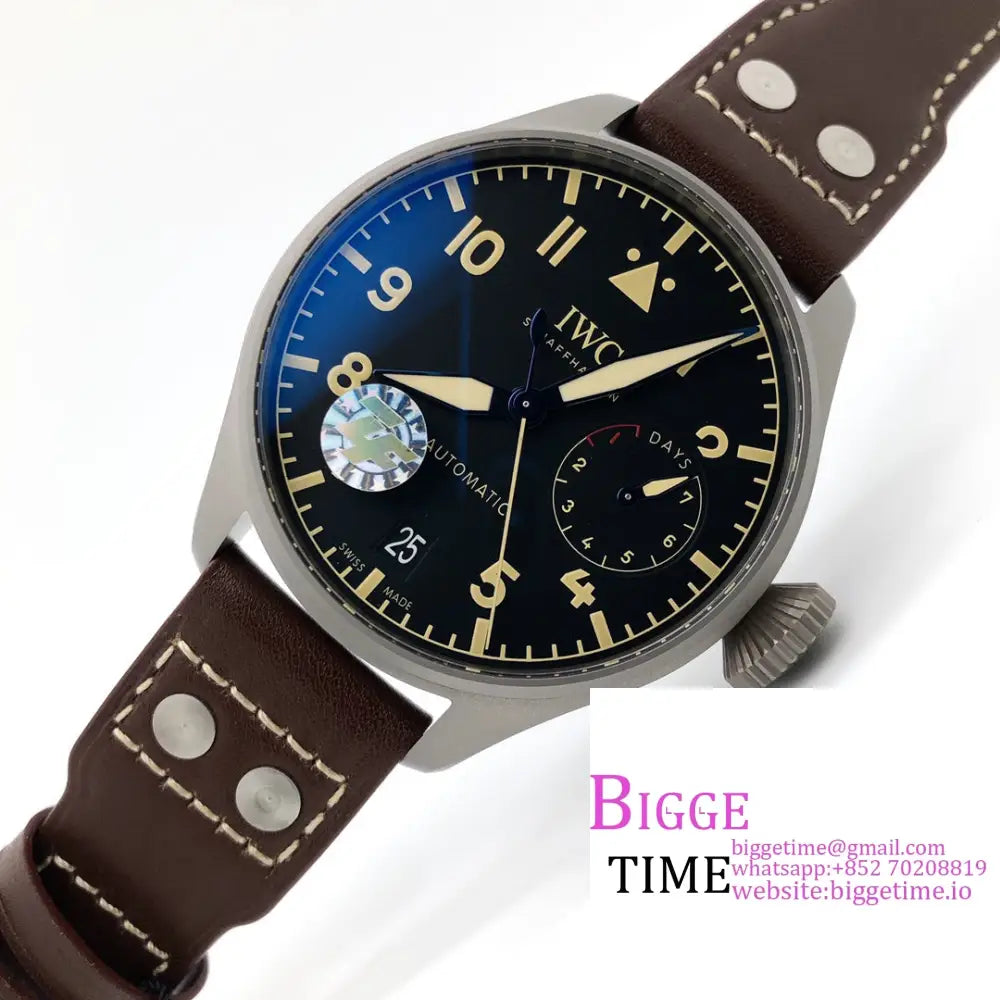 Iwc Big Pilot 46Mm Iw501004 Titanium Black Dial Brown Leather Strap Zf A51111 Iwc