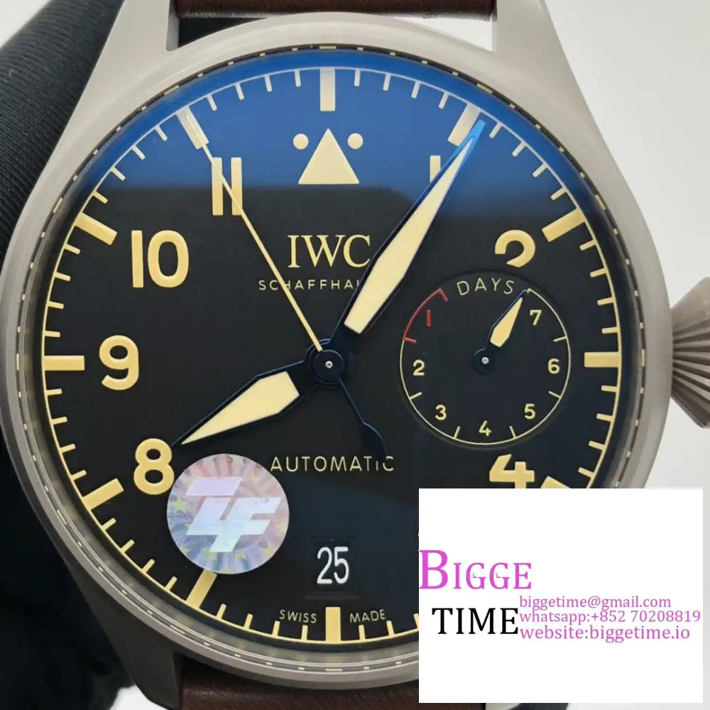 Iwc Big Pilot 46Mm Iw501004 Titanium Black Dial Brown Leather Strap Zf A51111 Iwc