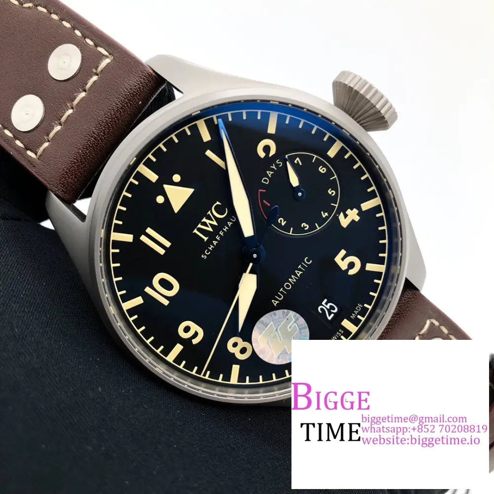 Iwc Big Pilot 46Mm Iw501004 Titanium Black Dial Brown Leather Strap Zf A51111 Iwc