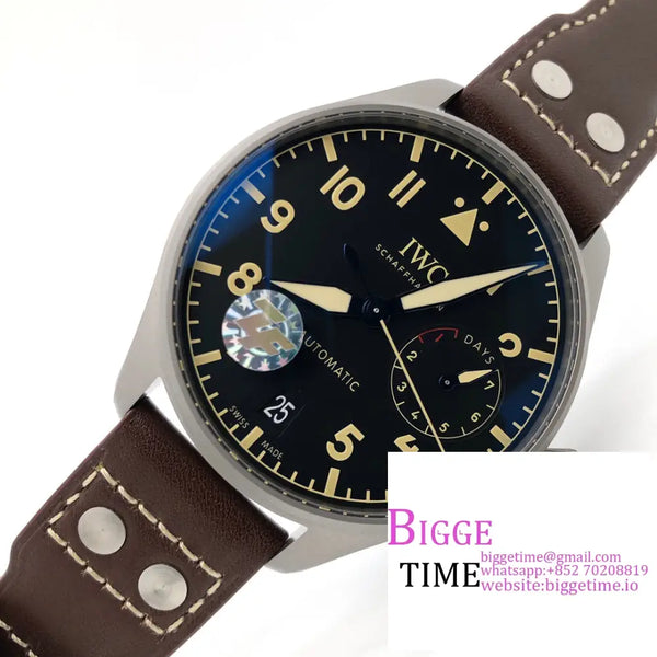 Iwc Big Pilot 46Mm Iw501004 Titanium Black Dial Brown Leather Strap Zf A51111 Option1 Iwc