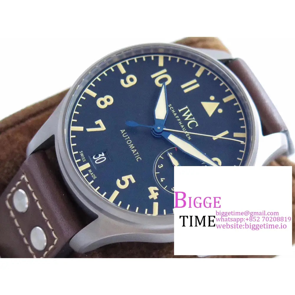 Iwc Big Pilot 46Mm Iw501004 Titanium Blue Dial Brown Leather Strap Zf A51111 Iwc