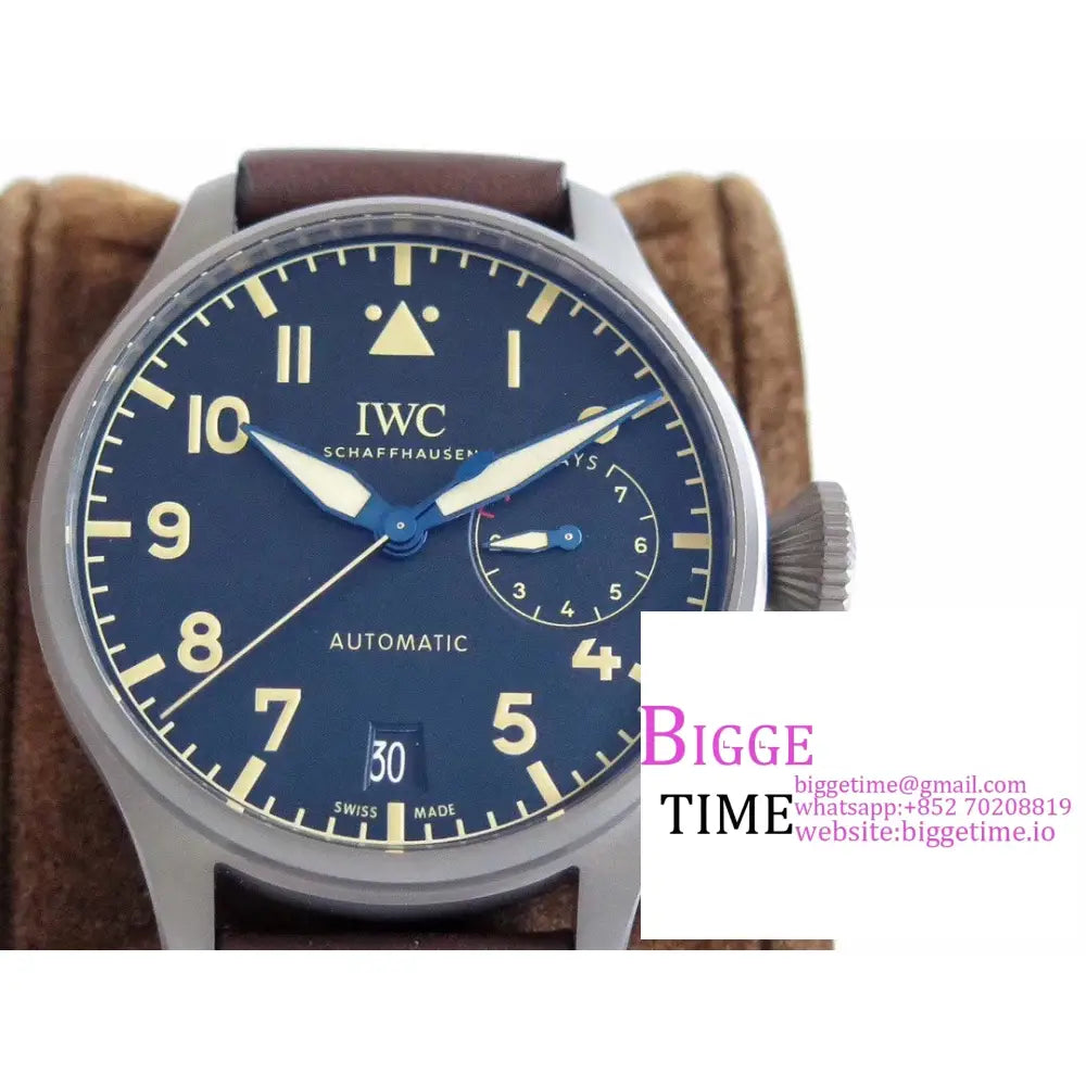 Iwc Big Pilot 46Mm Iw501004 Titanium Blue Dial Brown Leather Strap Zf A51111 Iwc