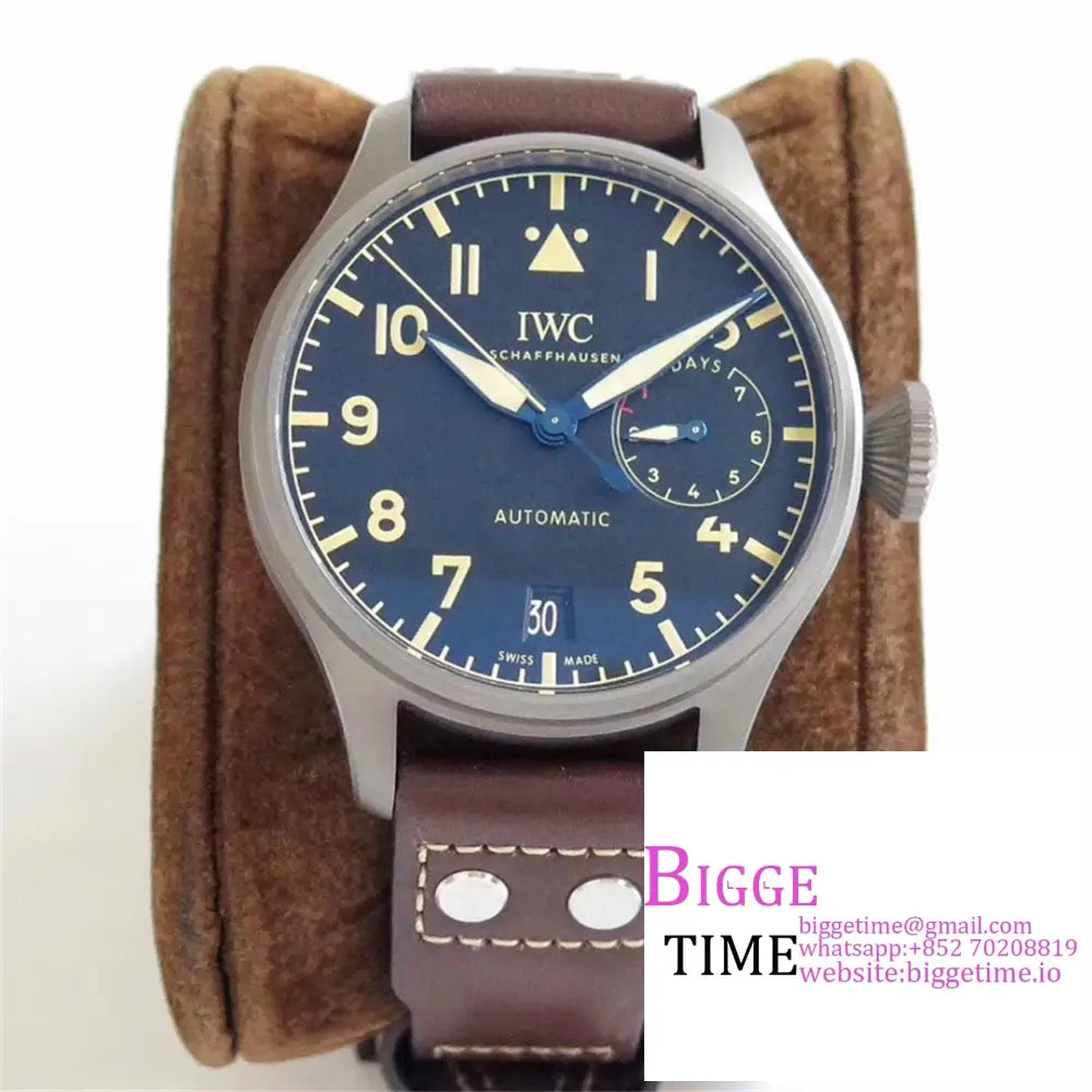 Iwc Big Pilot 46Mm Iw501004 Titanium Blue Dial Brown Leather Strap Zf A51111 Option1 Iwc