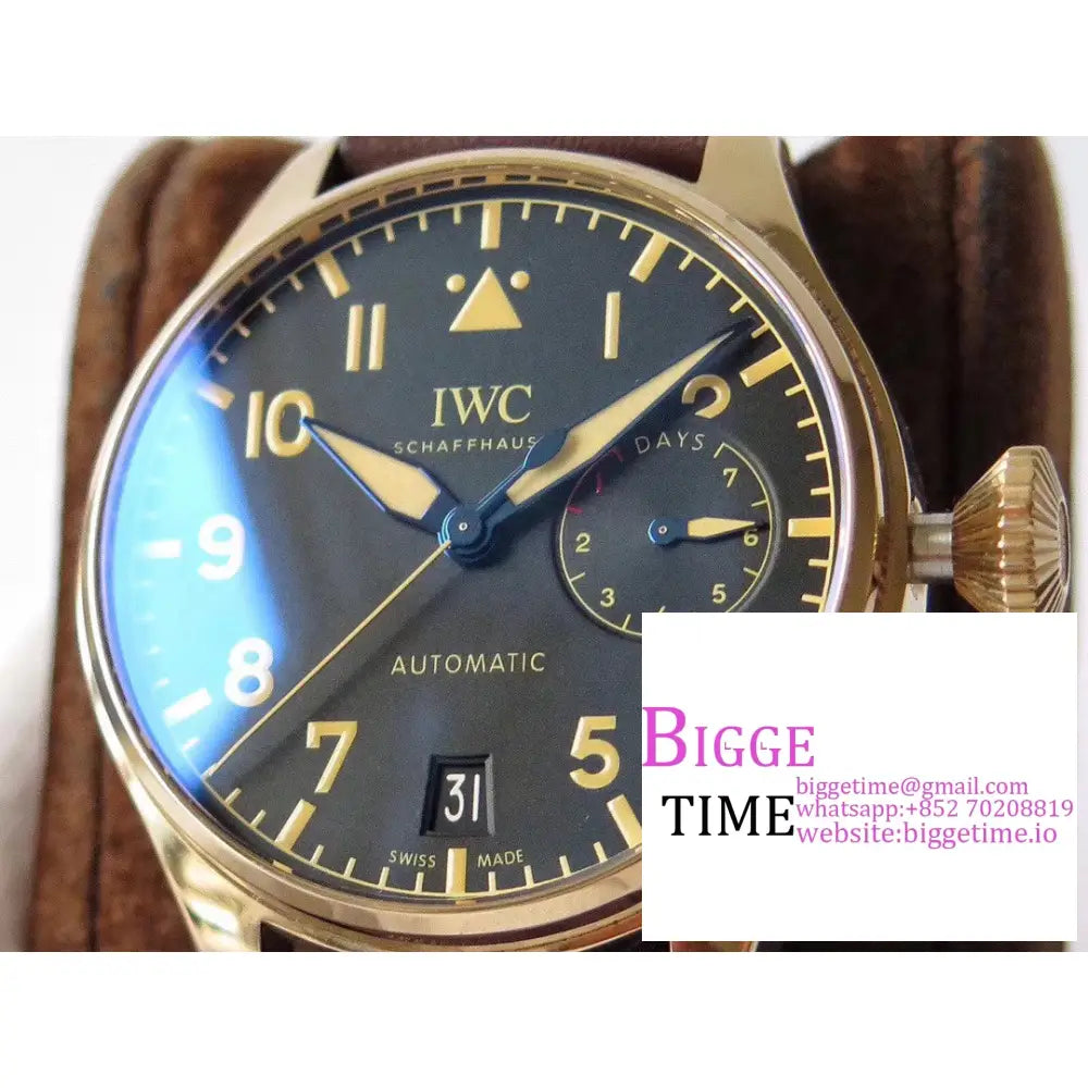 Iwc Big Pilot 46Mm Iw501005 Bronze Blue Dial Brown Leather Strap Zf A51111 Iwc